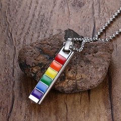 Imagem do Colar orgulho lgbt arco iris em aço cirúrgico 10mm ( cod. PPN-004)