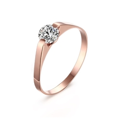Anel feminino banhado a ouro Rose com cristal aço cirúrgico