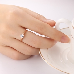 Anel feminino banhado a ouro Rose com cristal aço cirúrgico - loja online