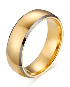 Imagem do Par de alianças em tungstênio 8mm folheada a ouro borda prateada