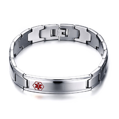 Pulseira em aço medico medicina alerta mal sintomas/doença
