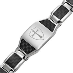 Pulseira titânio maçom ordem templário com imãs neodímio