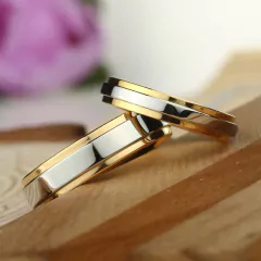 Par Alianças Compromisso, Noivado, Casamento, Banhado a Ouro 18K - Judith Jóias 