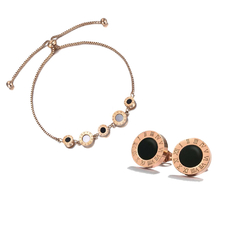 Conjunto feminino luxo brinco pulseira banhado ouro rosê