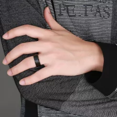 Anel Preto em Titânio 8mm - loja online
