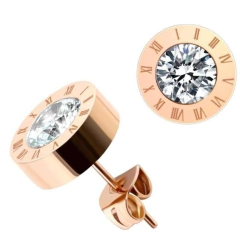 Brinco feminino luxo banhado ouro rosê e zircônia na internet