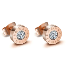 Brinco feminino luxo banhado ouro rosê e zircônia