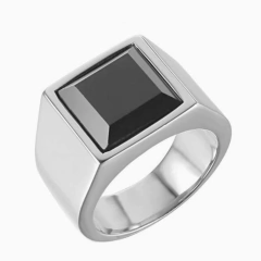 Anel masculino comendador - aço e pedra ágata - loja online