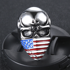 Anel masculino caveira bandana americana aço inoxidável na internet