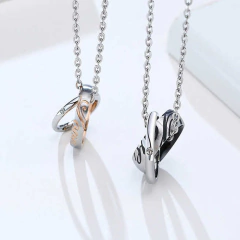 Colar Casais Namorados Prateado Banhado Ródio Ouro Rosê 18k