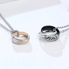 Colar Casais Namorados Prateado Banhado Ródio Ouro Rosê 18k - comprar online