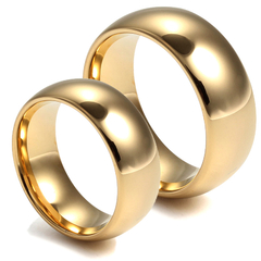 Par de alianças clássica em tungstênio 8mm folheada a ouro 18k