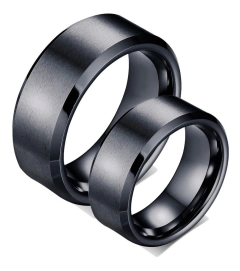 Par de Alianças Tungstênio Preto Escovado ( cod. TCR-011B )