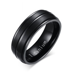Anel Preto masculino titânio ( TR-012B )