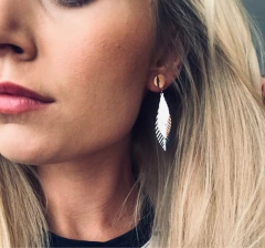 Brinco feminino elegante banhado ródio ouro rosê - loja online