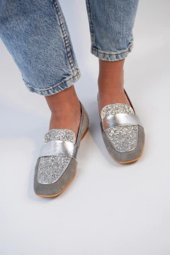 Mocasines Jaspe glitter gris (preventa- envío a partir del 28/11) - comprar online