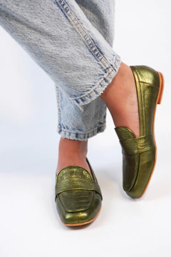 Mocasines Jaspe croco verde - comprar online
