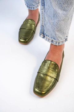 Mocasines Jaspe croco verde - tienda online
