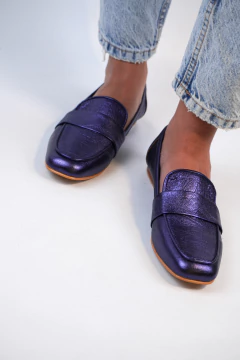 Mocasines Jaspe croco azul - comprar online