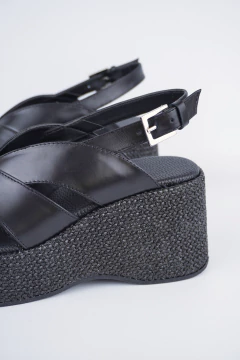 Sandalia Electra rafia negro - VL Shoes