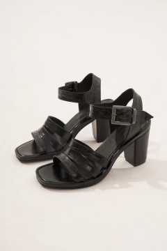 Sandalias Piscis croco negro - VL Shoes