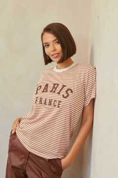 Remera rayada Paris chocolate - comprar online