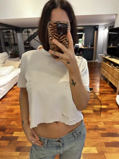 Remera Básica destroyed blanca - tienda online