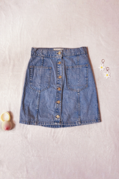 Falda laurel denim celeste vintage