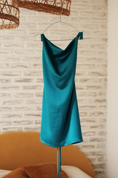 vestido durazno corto petroleo