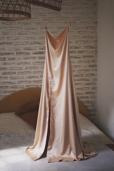 vestido nispero largo Rosa beige