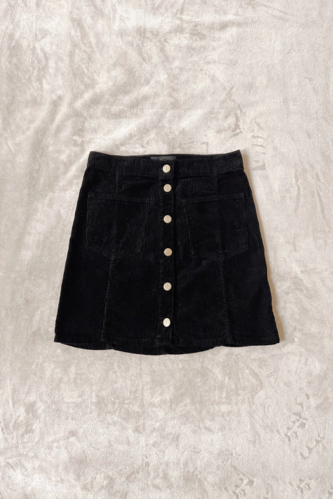 Falda laurel corderoy negro - comprar online