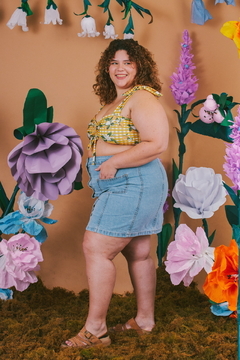 Falda laurel denim celeste vintage