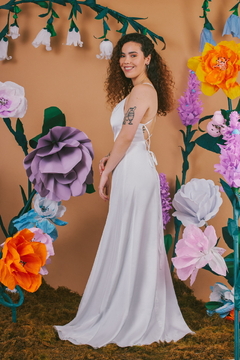 vestido nispero largo blanco tiza - Aire Molino
