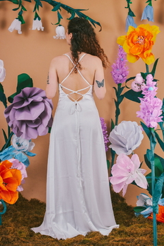 vestido nispero largo blanco tiza