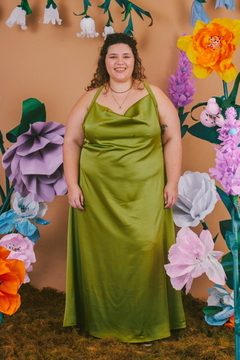 Imagen de vestido damasco largo pistacho