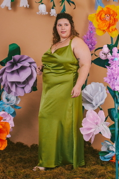Imagen de vestido damasco largo pistacho