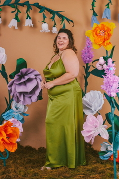 Imagen de vestido damasco largo pistacho