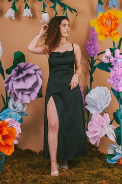 vestido nispero largo petroleo - tienda online