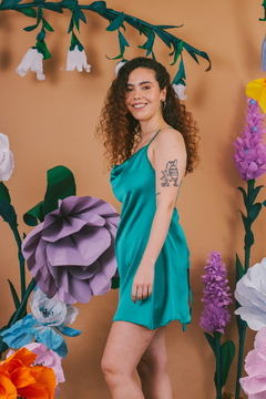 vestido durazno corto petroleo en internet