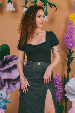 Falda ciruelo larga denim azul stone - Aire Molino