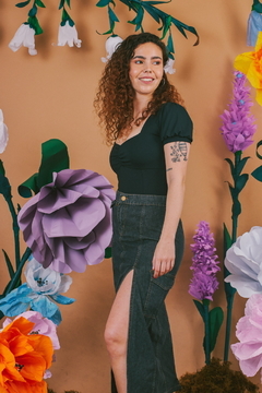 Imagen de Falda ciruelo larga denim azul stone