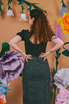 Falda ciruelo larga denim azul stone - tienda online