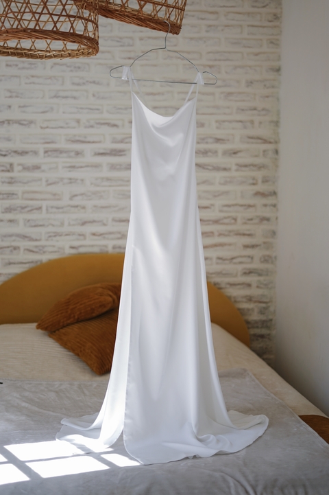 vestido nispero largo blanco tiza
