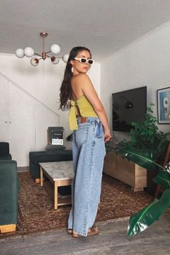 Jean limón wide recto azul vintage - tienda online