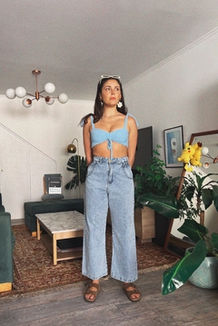 Jean limón wide recto azul vintage - tienda online
