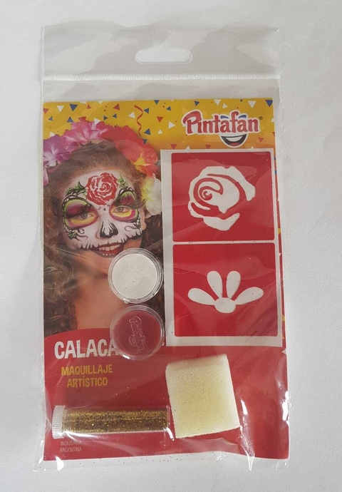 Kit Maquillaje Infantil Stencil Glitter Calaca Halloween
