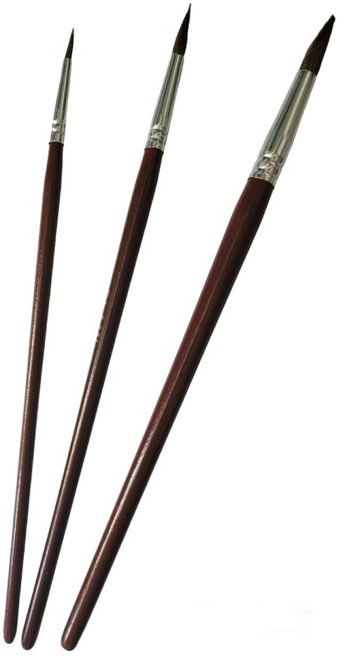 Pinceles Escolares Pelo Pony Redondo Olami Set X 3 Unid