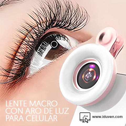 Aro de luz con lente macro para celular