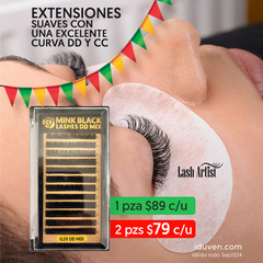 Extensiones de pestañas Mink Black CC y DD