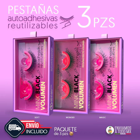 Pestañas autoadhesivas reutilizables Volumen Paquete